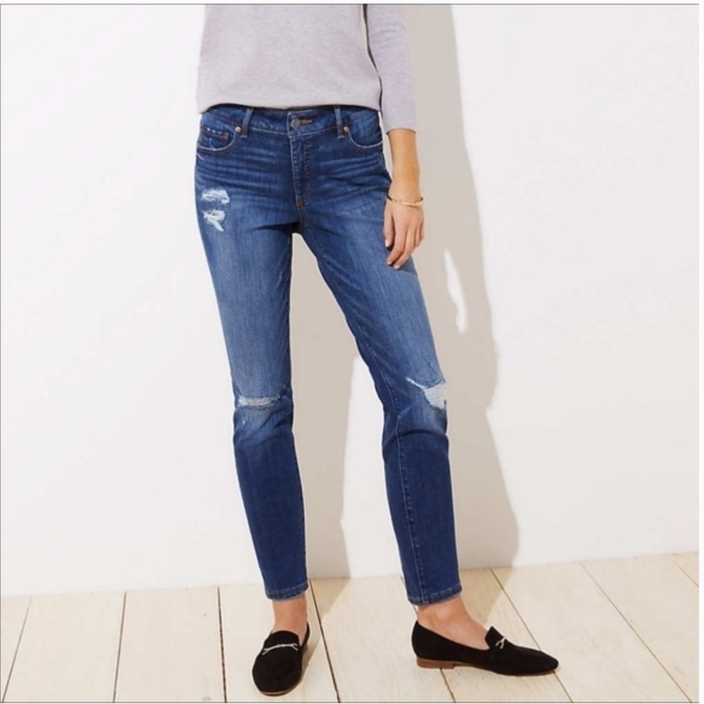 Ann Taylor Loft Modern Distressed Skinny Jeans